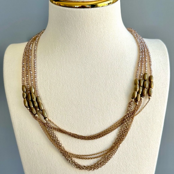 NEW Handmade Necklace - Brass/Labradorite Beads